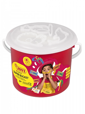 Jovi Super Bucket Pack 6 Pastillas de Plastilina 50gr + Accesorios - Pasta Vegetal - No Se Seca - sin Gluten - Inocua - Facil de Moldear - Ideal para