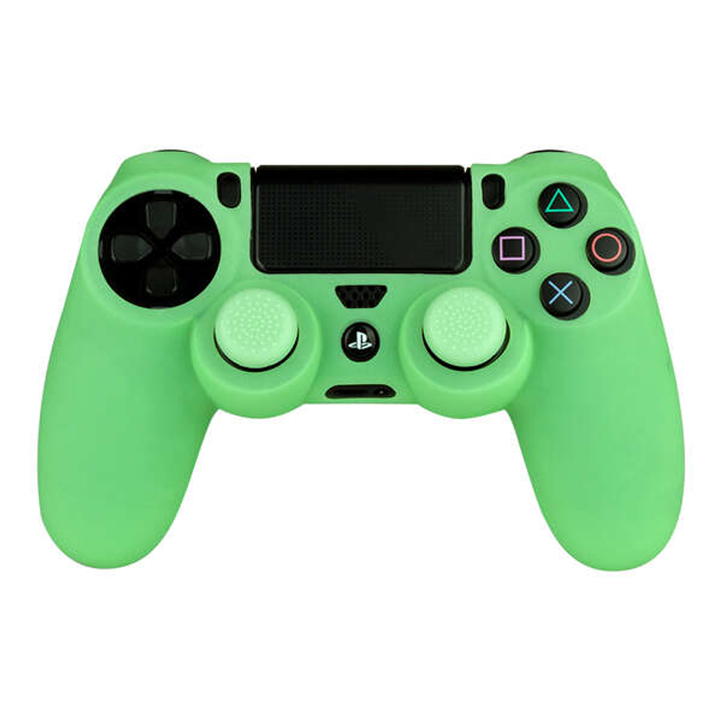 FR-TEC Funda Protectora + Grips Antideslizantes Glow in The Dark para Dualshock - Brilla en La Oscuridad - Color Verde 1