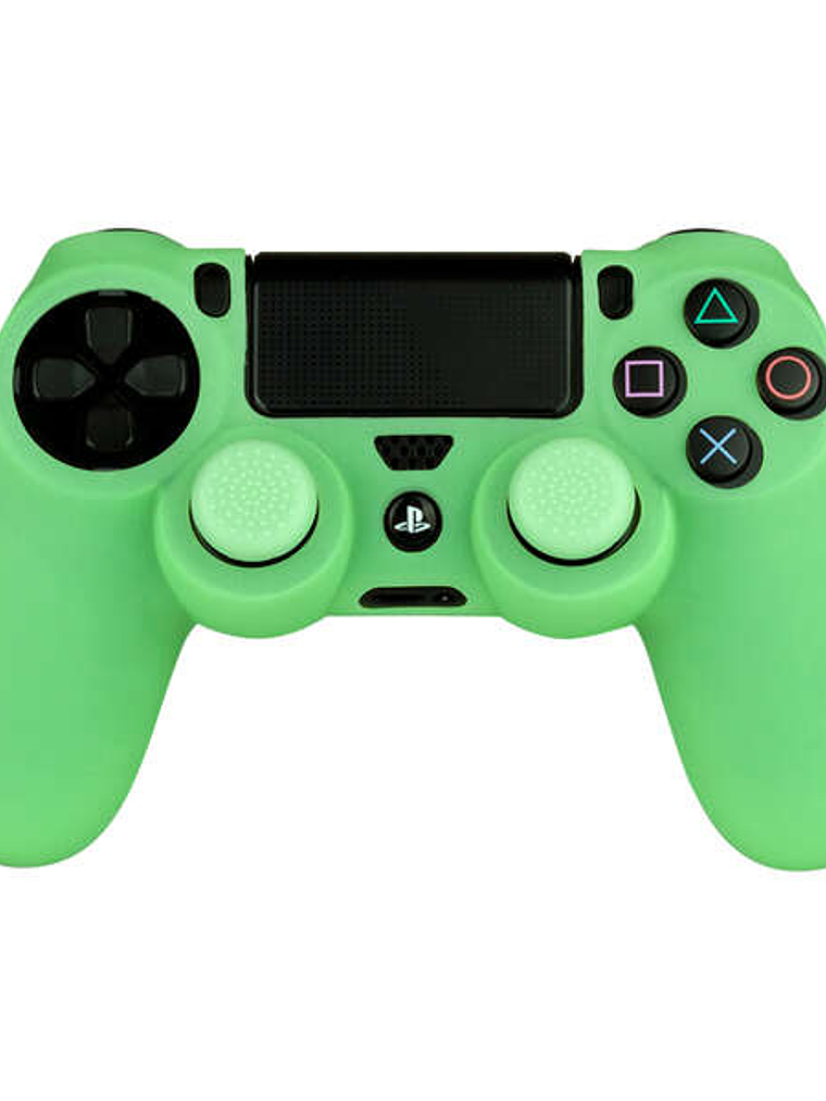 FR-TEC Funda Protectora + Grips Antideslizantes Glow in The Dark para Dualshock - Brilla en La Oscuridad - Color Verde 1
