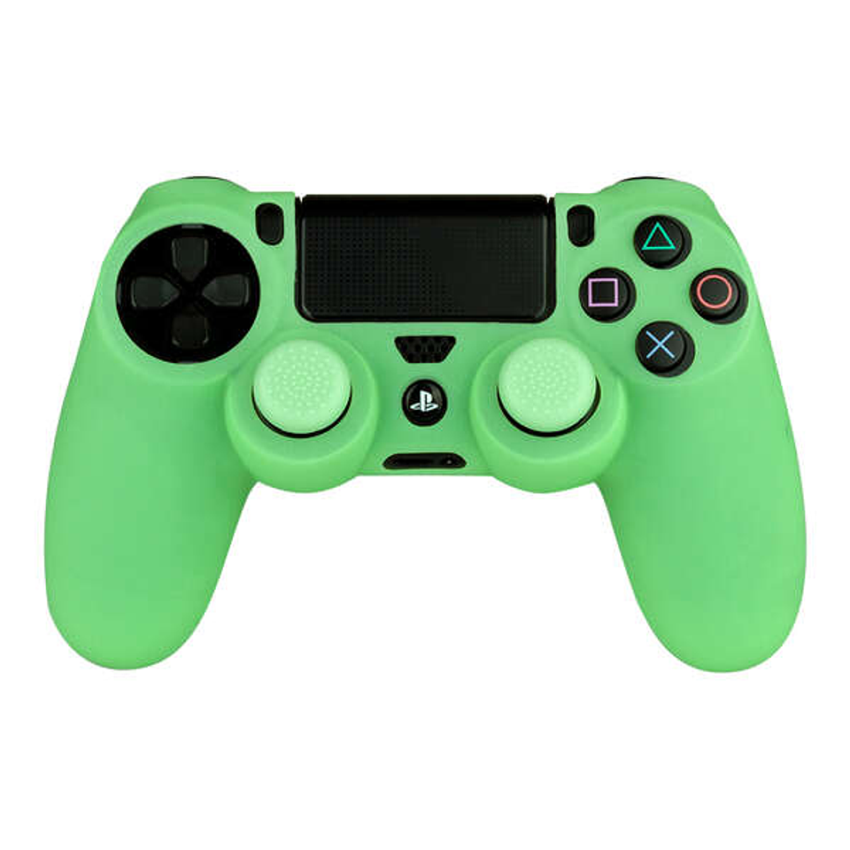 FR-TEC Funda Protectora + Grips Antideslizantes Glow in The Dark para Dualshock - Brilla en La Oscuridad - Color Verde 1