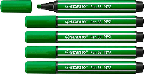 Stabilo Pen 68 MAX Rotulador - Punta de Fibra Biselada - Trazo entre 1-5mm aprox. - Tinta a Base de Agua - Color Verde