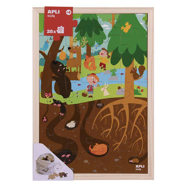 Apli Kids Puzle de Niveles el Bosque - 254x5x376 mm - Diseño Infantil y Colorido - Piezas Resistentes y Seguras - Mejora la Concentracion y la Percepc
