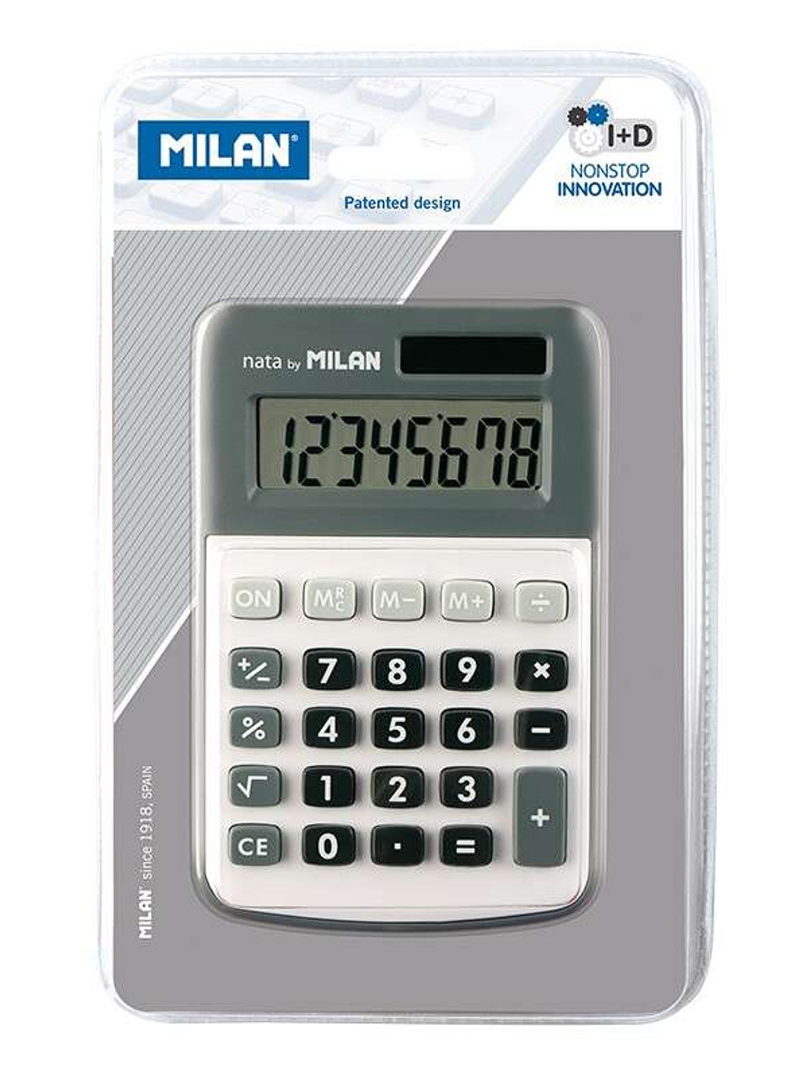 Milan Calculadora de 8 Digitos - Calculadora de Sobremesa - 3 Teclas de Memoria y Raiz Cuadrada - Color Gris 1