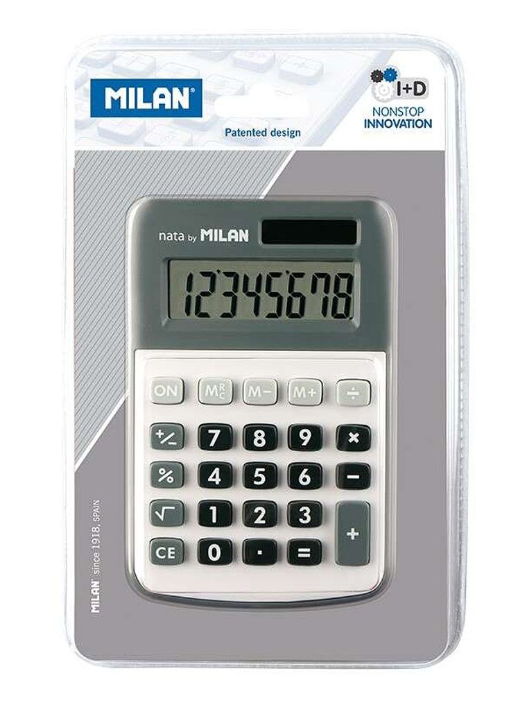 Milan Calculadora de 8 Digitos - Calculadora de Sobremesa - 3 Teclas de Memoria y Raiz Cuadrada - Color Gris 1