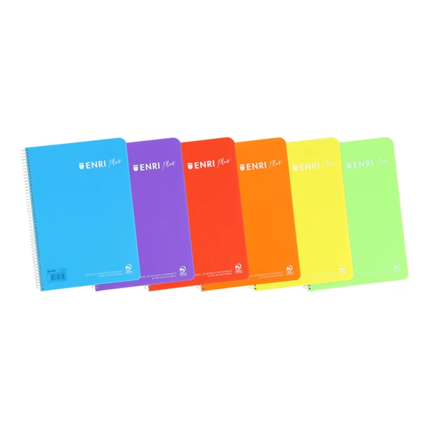 Enri Plus 4º Cuaderno Espiral Pauta 2.5mm - Tapa de Plastico - 80 Hojas 90gr - Colores Surtidos