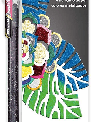 Pentel Hybrid Dual Metallic Pack de 4 Boligrafos de Bola con Tinta Gel Brillante - Punta 1mm - Trazo 0.5mm - Colores Brillantes Surtidos