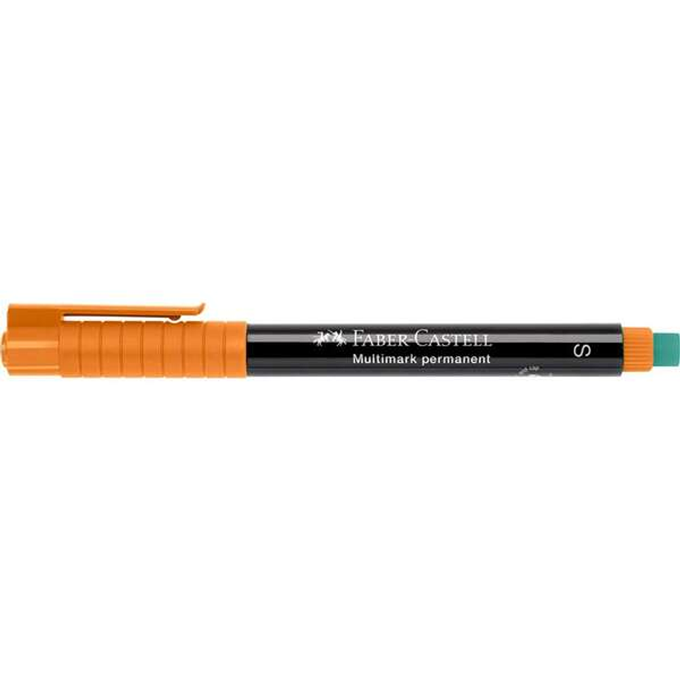 Faber-Castell Multimark Rotulador Permanente - Ancho de Trazo 0.4mm - Goma de Borrar Integrada - Resistente a la Luz y al Agua - Color Naranja 1