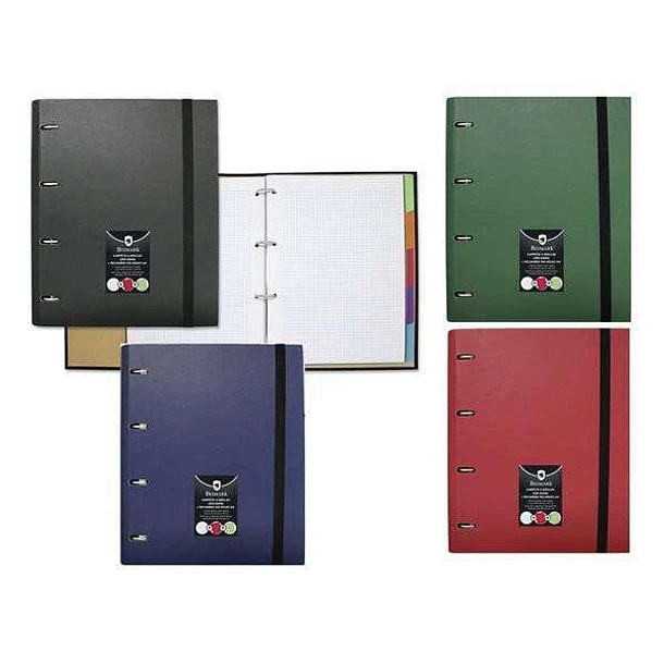 Bismark Carpeta de Anillas con Recambio de 100 Hojas Formato A4 + 5 Separadores + Sobre Portadocumentos - Colores Aleatorios Surtidos