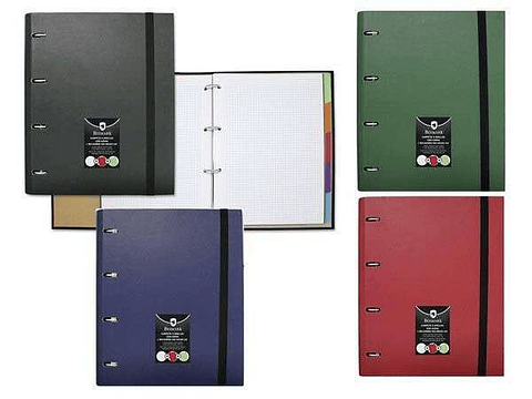Bismark Carpeta de Anillas con Recambio de 100 Hojas Formato A4 + 5 Separadores + Sobre Portadocumentos - Colores Aleatorios Surtidos