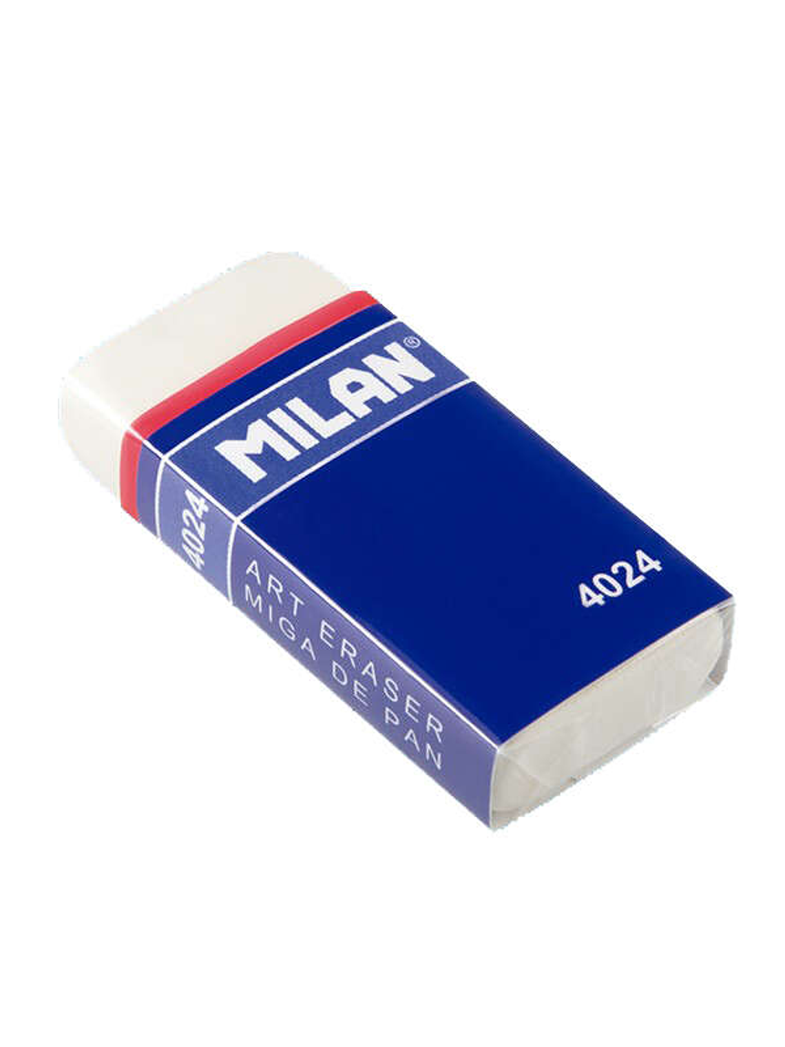 Milan 4024 Goma de Borrar Rectangular - Miga de Pan Flexible - Caucho Sintetico - Faja de Carton Azul - Envuelta Individualmente - Color Blanco 1