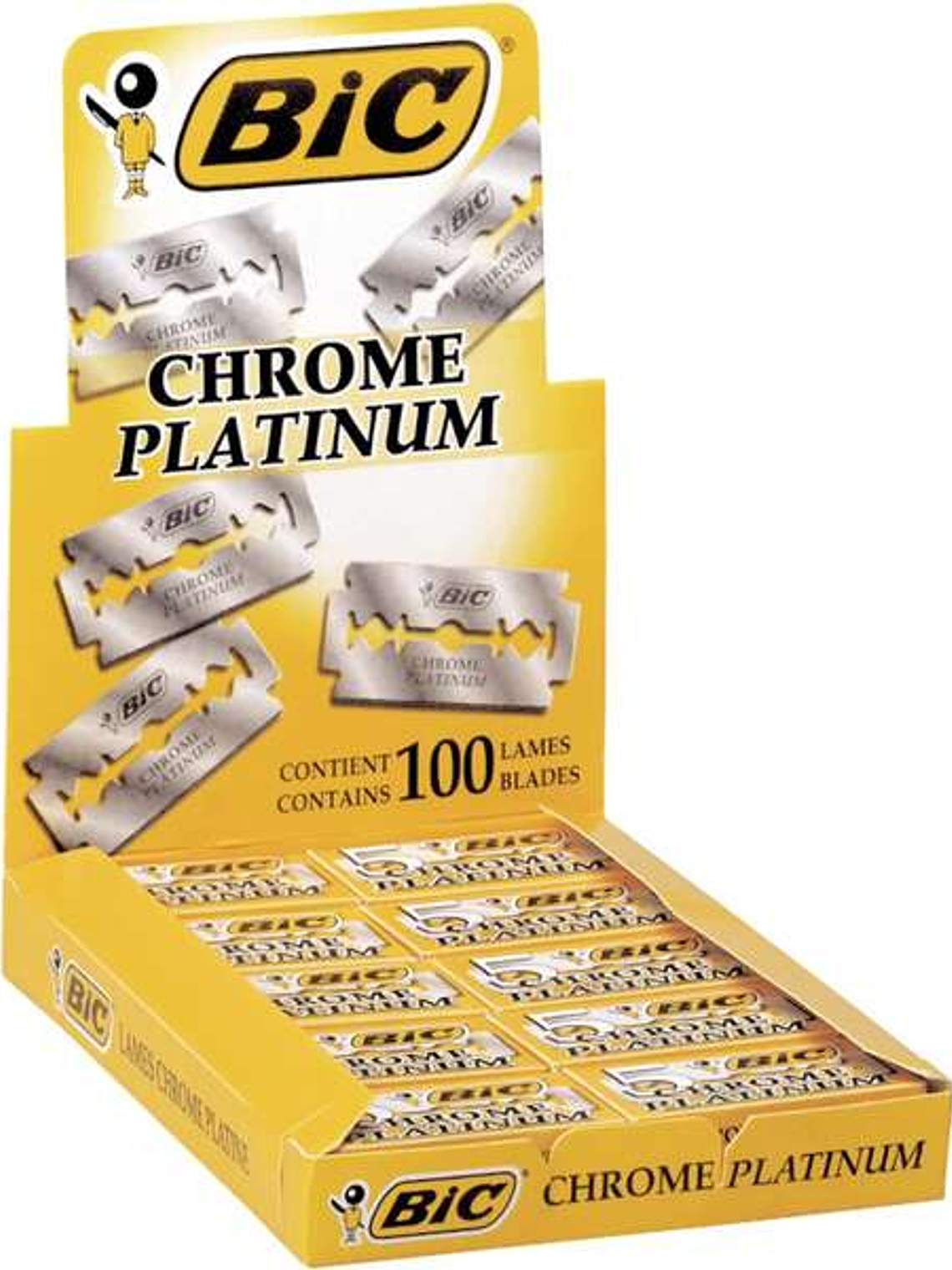 Bic Chrome Platinum Expositor de 20 Cajas de 5 Hojas de Afeitar Doble Filo 1