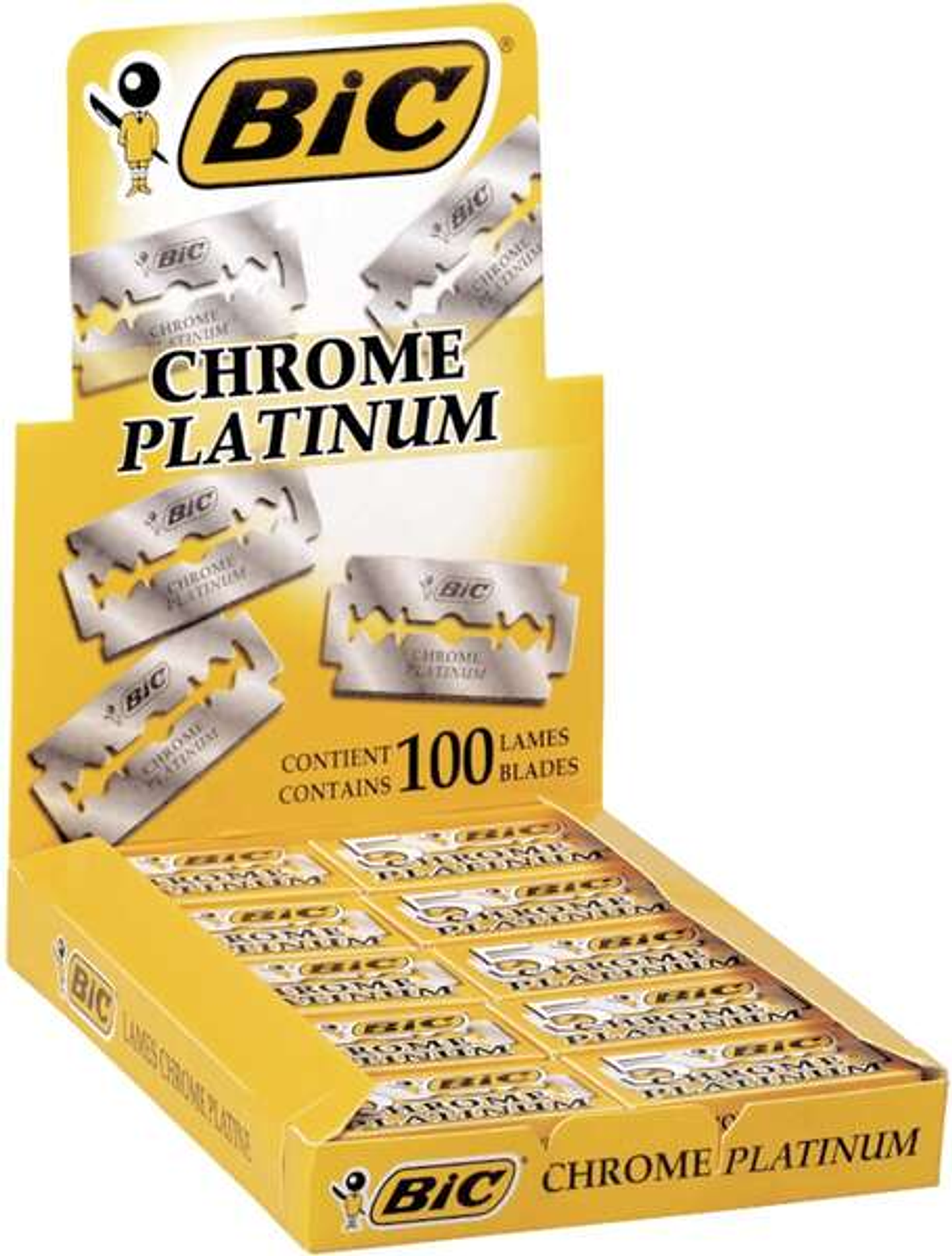 Bic Chrome Platinum Expositor de 20 Cajas de 5 Hojas de Afeitar Doble Filo 1