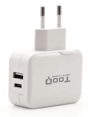 Tooq Cargador de Pared USB 2.0, USB-C - Color Blanco