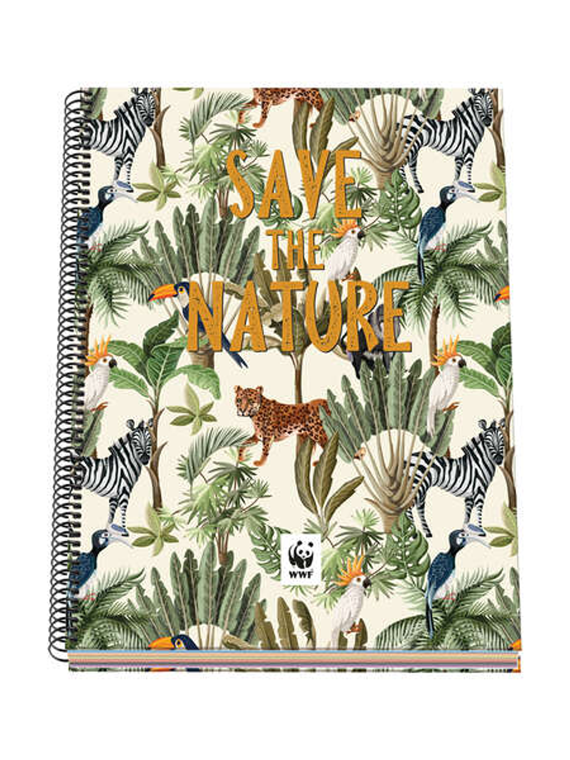 Dohe WWF Save the Nature Cuaderno Espiral Tapa Dura - Tamaño A4 de 100 Hojas 90gr - Hojas Microperforadas con 4 Taladros - Cuadricula 5mm 1