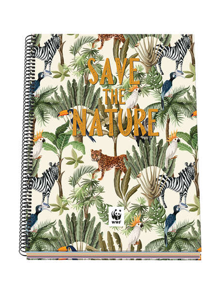 Dohe WWF Save the Nature Cuaderno Espiral Tapa Dura - Tamaño A4 de 100 Hojas 90gr - Hojas Microperforadas con 4 Taladros - Cuadricula 5mm 1