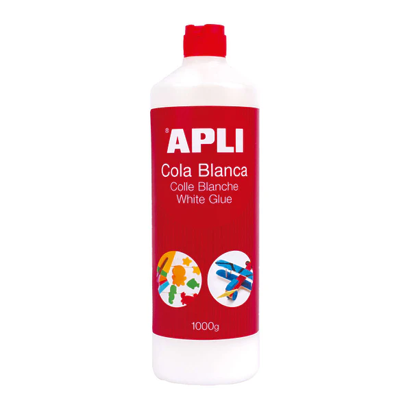 Apli Bote de Cola Blanca con Aplicador 1kg - Secado Rapido - Resistente al Agua - Libre de Solventes - No Toxica