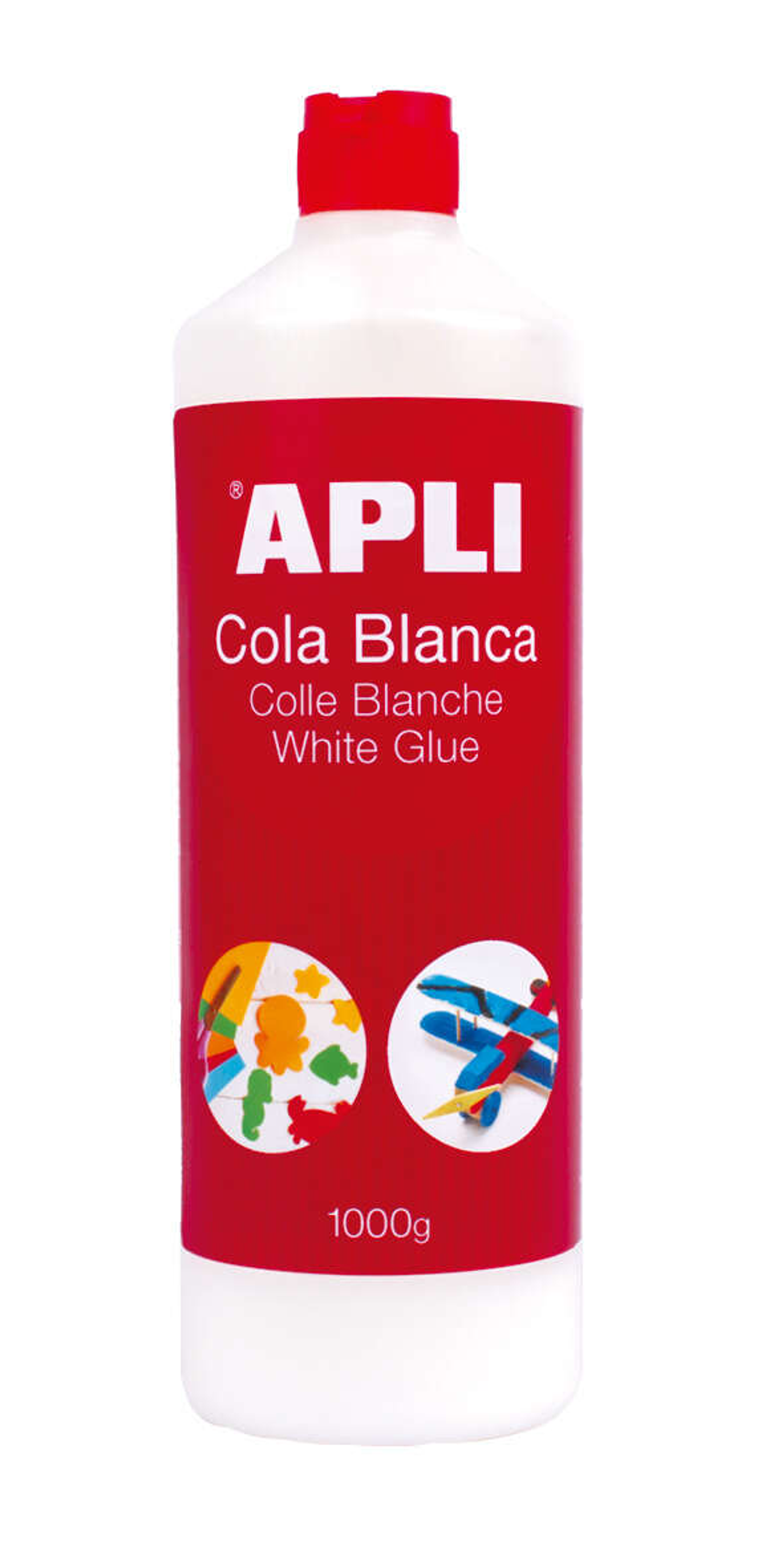 Apli Bote de Cola Blanca con Aplicador 1kg - Secado Rapido - Resistente al Agua - Libre de Solventes - No Toxica 1