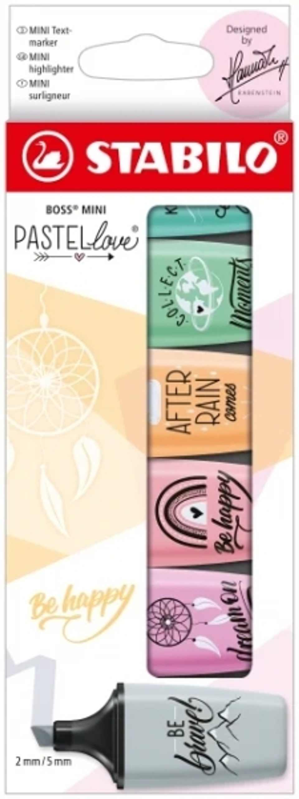 Stabilo Boss Mini Pastellove Pack de 6 Marcadores Fluorescentes - Trazo entre 2 y 5mm - Tinta con Base de Agua - Antisecado - Colores Rosa, Fucsia, Na 1