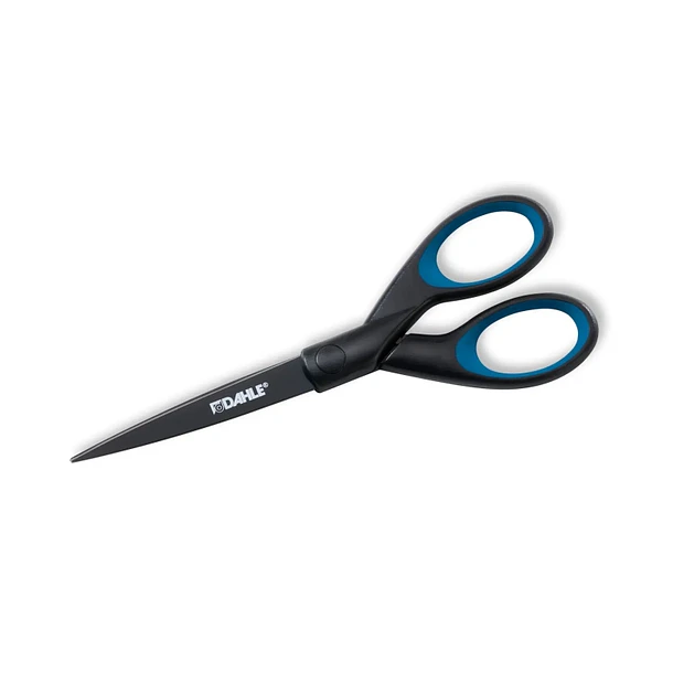 Dahle 54307 Office Titanium Tijeras de Acero Templado 18cm - Recubiertas de Titanio - Revestimiento Antiadherente - Mangos Revestidos de Goma