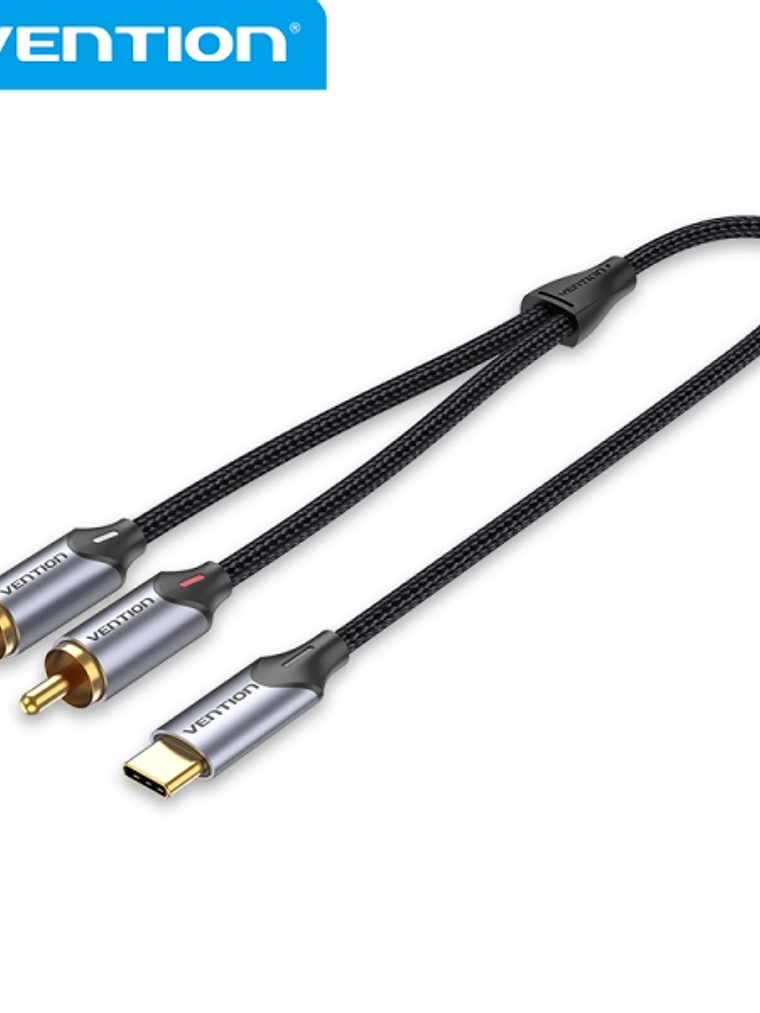 Vention Cable USB-C a 2 RCA - Cancelacion de Ruido Hi-Fi - Blindaje Multiple - Chip de Audio Jieli AC1297A - Color Gris 1
