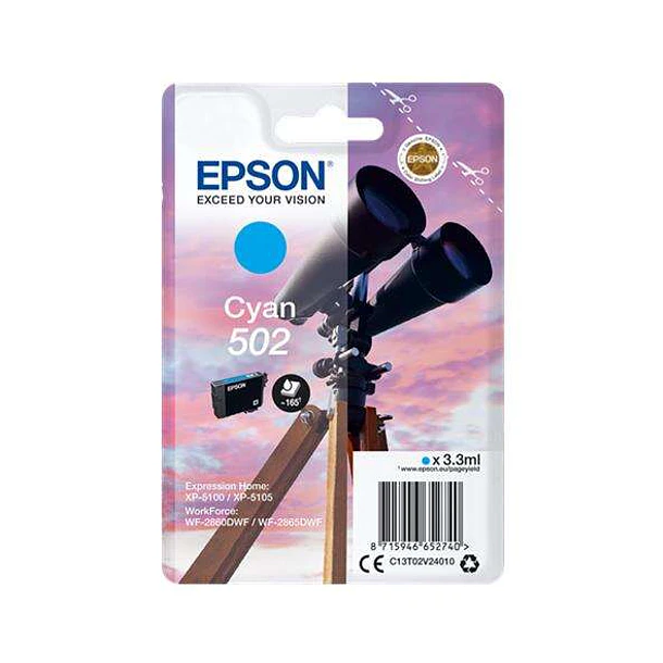 Epson 502 Cyan Cartucho de Tinta Original - C13T02V24010