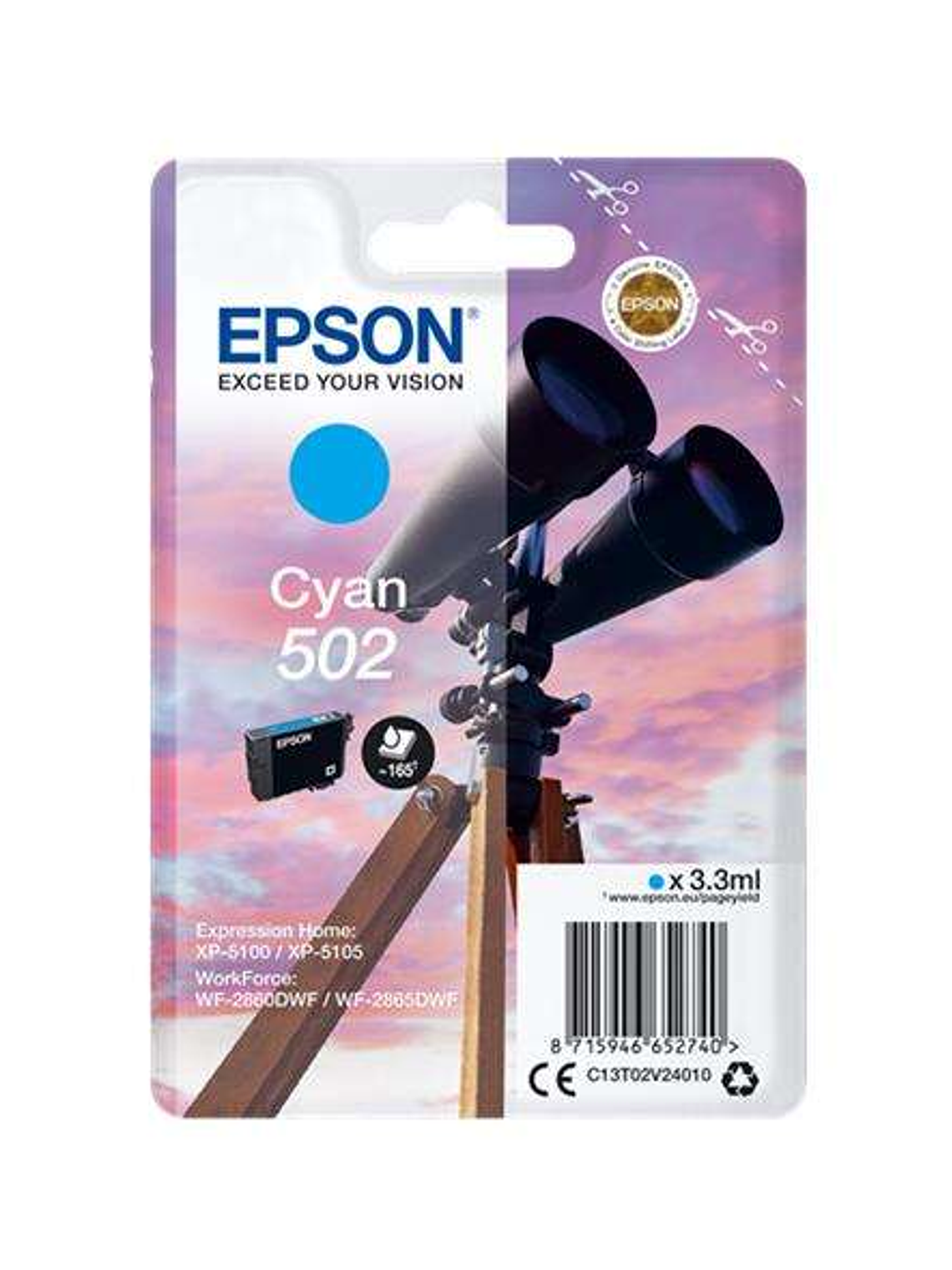 Epson 502 Cyan Cartucho de Tinta Original - C13T02V24010 1
