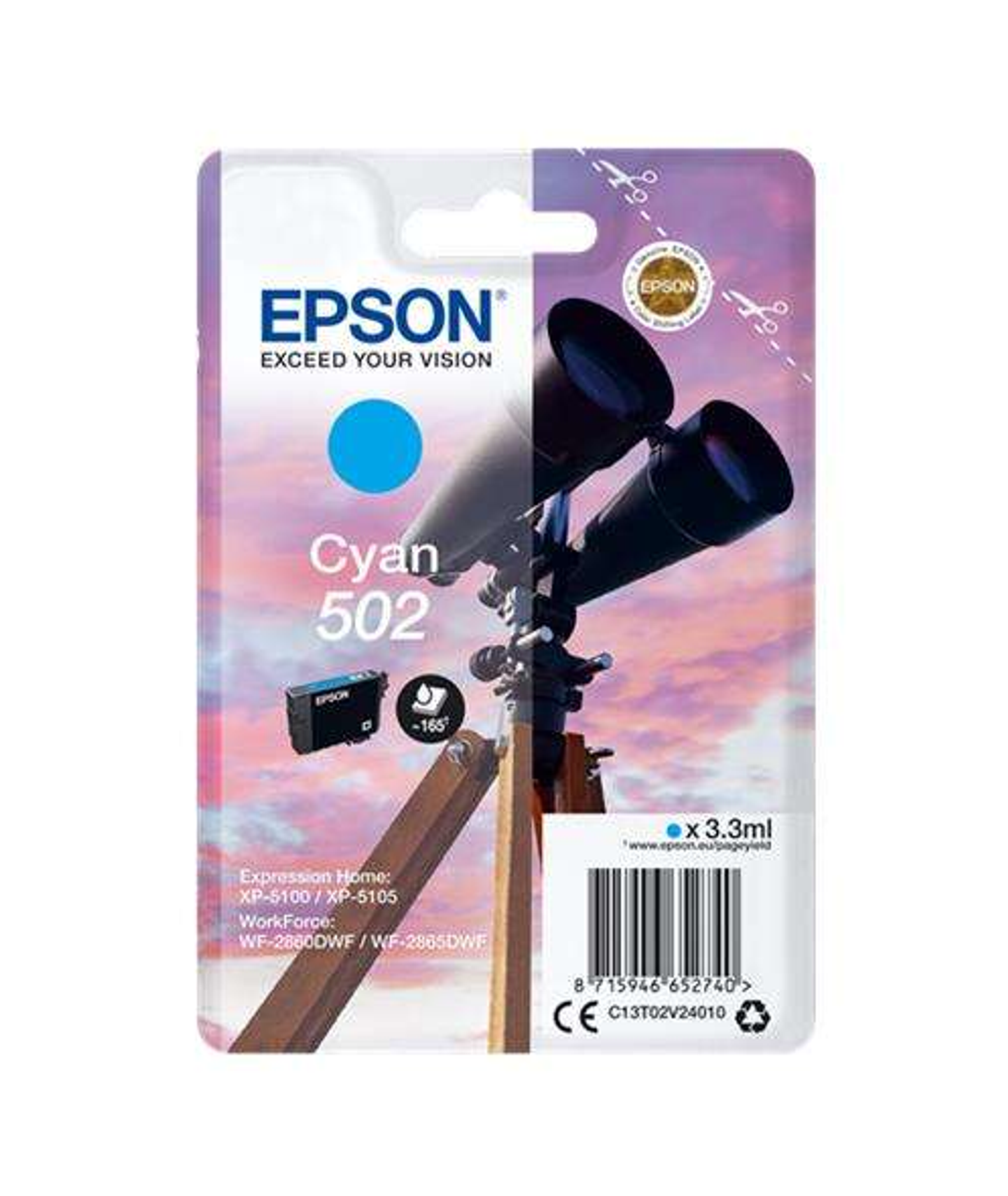 Epson 502 Cyan Cartucho de Tinta Original - C13T02V24010 1