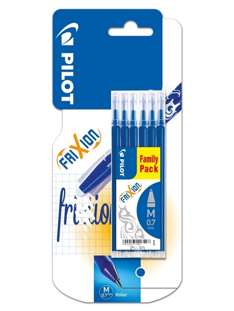 Pilot Pack de 6 Recambios para Frixion Ball y Frixion Clicker - Punta de Bola Redonda 0.7mm - Trazo 0.4mm - Color Azul 1