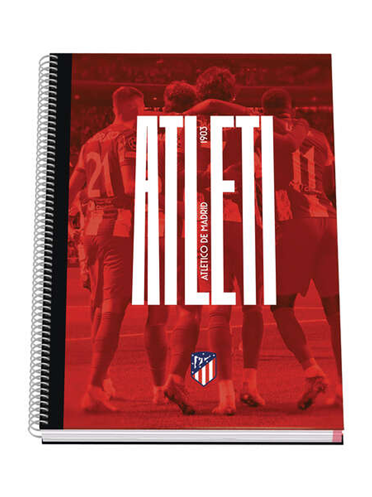Dohe Atletico de Madrid Atleti Cuaderno Espiral con Cubierta en Carton Forrado - Tamaño A4 de 100 Hojas 90gr - Hojas Microperforadas con 4 Taladros - 1