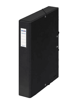 Dohe Caja para Proyectos Lomo 5cm - Carton Forrado con Papel Impreso y Plastificado - Cierre con Gomas - Color Negro