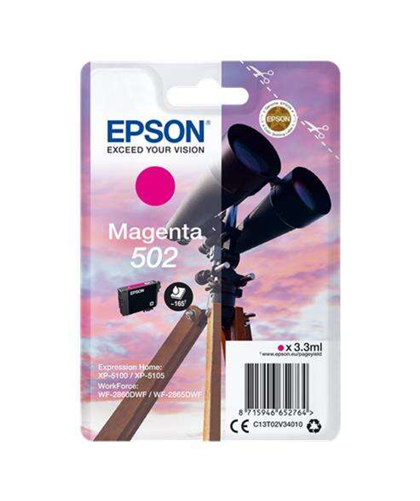 Epson 502 Magenta Cartucho de Tinta Original - C13T02V34010 1