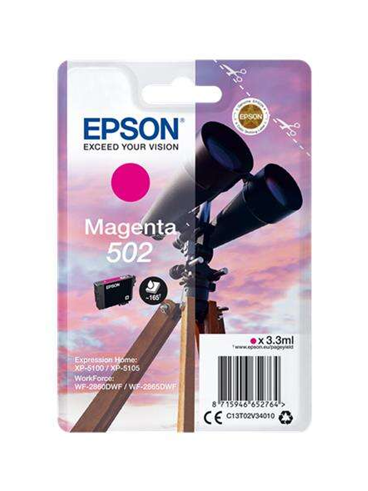 Epson 502 Magenta Cartucho de Tinta Original - C13T02V34010 1