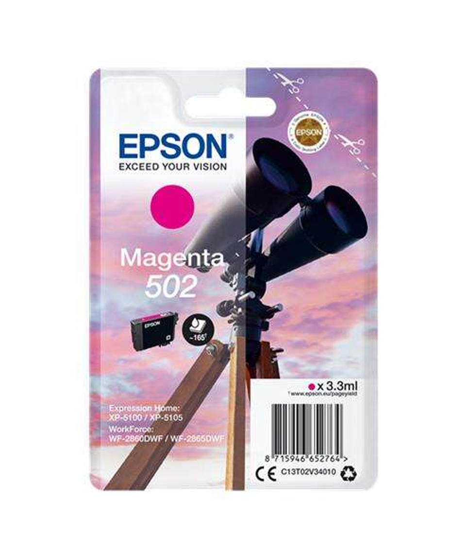 Epson 502 Magenta Cartucho de Tinta Original - C13T02V34010 1
