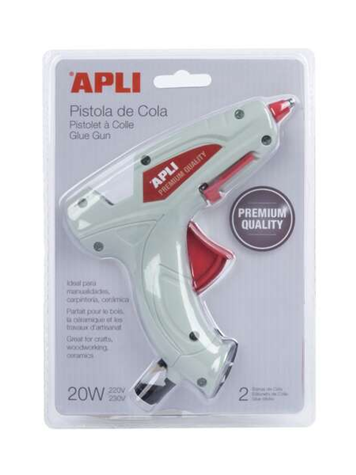 Apli Pistola de Cola Termofusible Premium Hot Melt 20W + 2 Barras de Cola 1