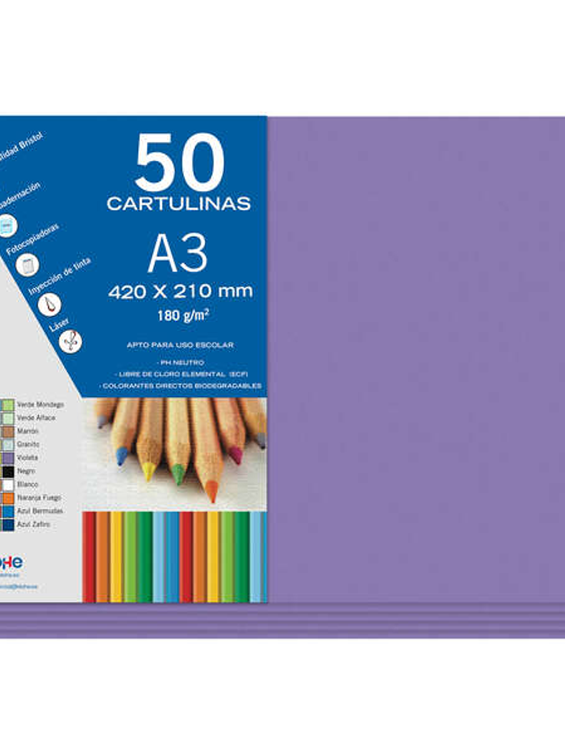 Dohe Paquete de 50 Hojas de Cartulinas A3 - Gramaje de 180g - Ideal para Manualidades y Proyectos Escolares 1