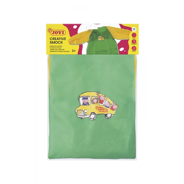 Jovi Delantal Infantil de 5 a 8 Años - Proteccion Contra Manchas - Puños Elasticos - Facil Adaptacion - Color Verde