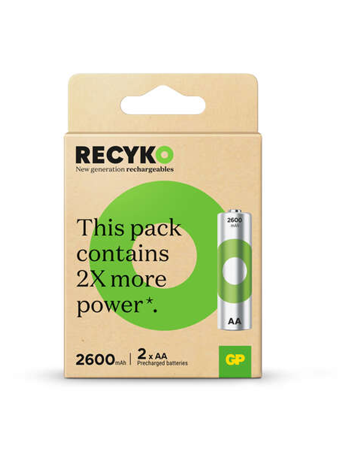 GP ReCyko Pack de 2 Pilas Recargables 2600mAh AA 1.2V - Precargadas - Ciclo de Vida: Hasta 1.000 Veces 1