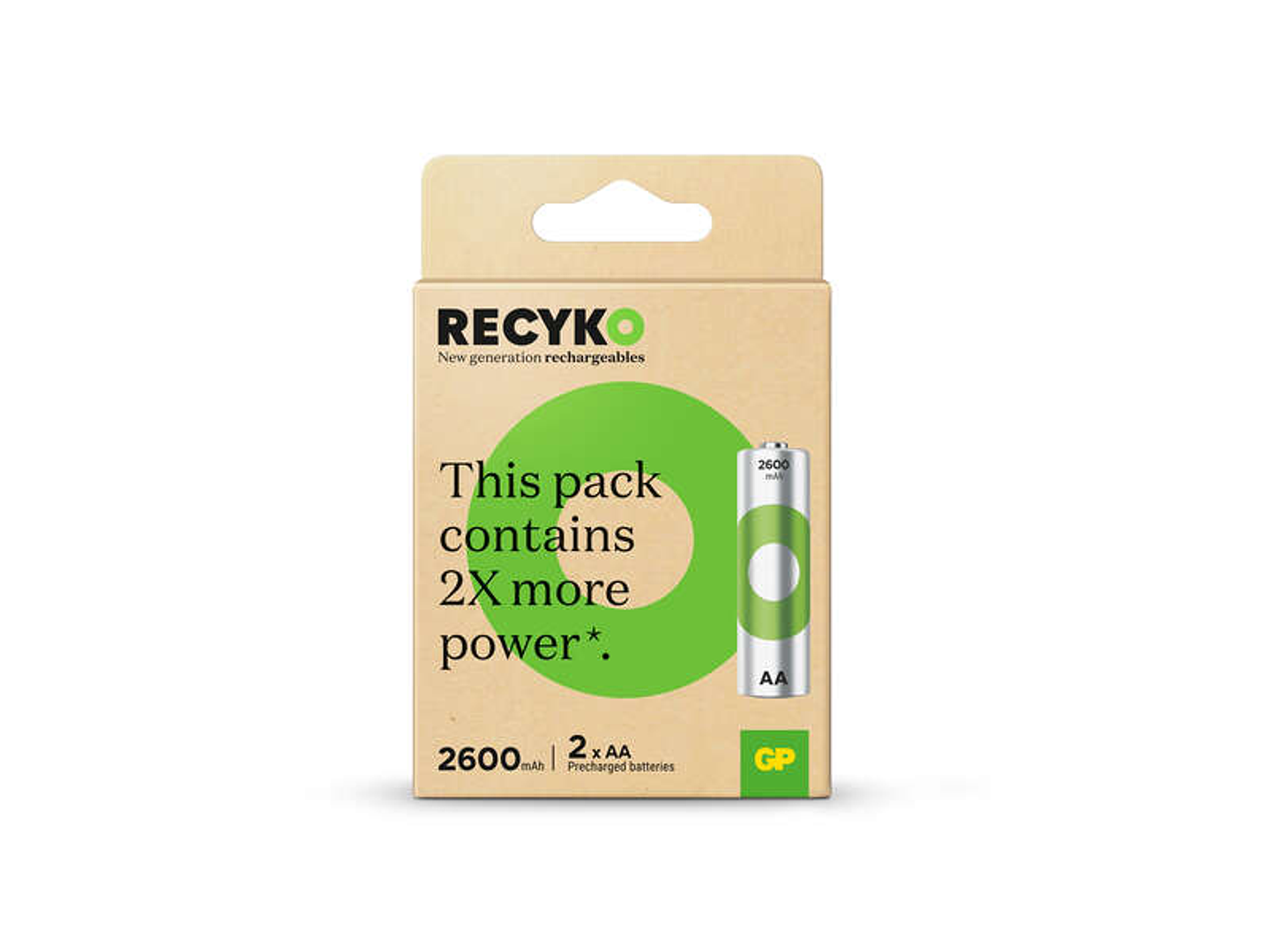 GP ReCyko Pack de 2 Pilas Recargables 2600mAh AA 1.2V - Precargadas - Ciclo de Vida: Hasta 1.000 Veces 1