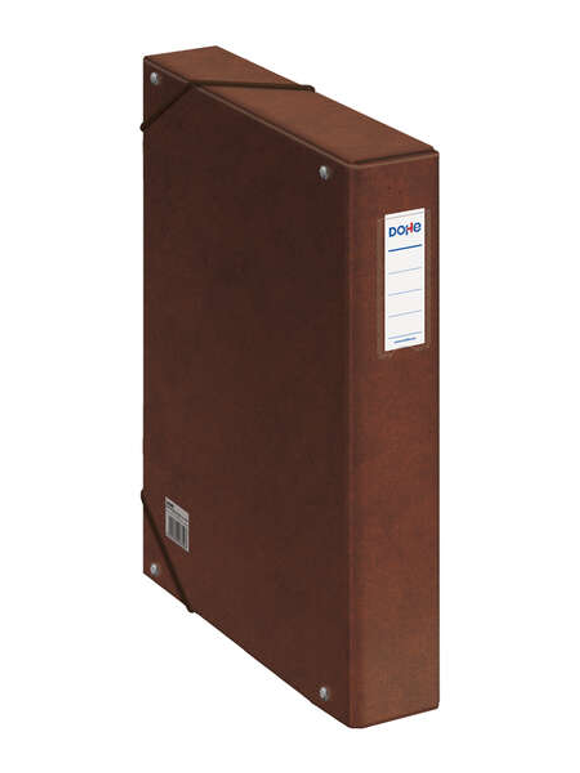 Dohe Caja para Proyectos Lomo 5cm - Carton Forrado con Papel Impreso y Plastificado - Cierre con Gomas - Color Cuero 1
