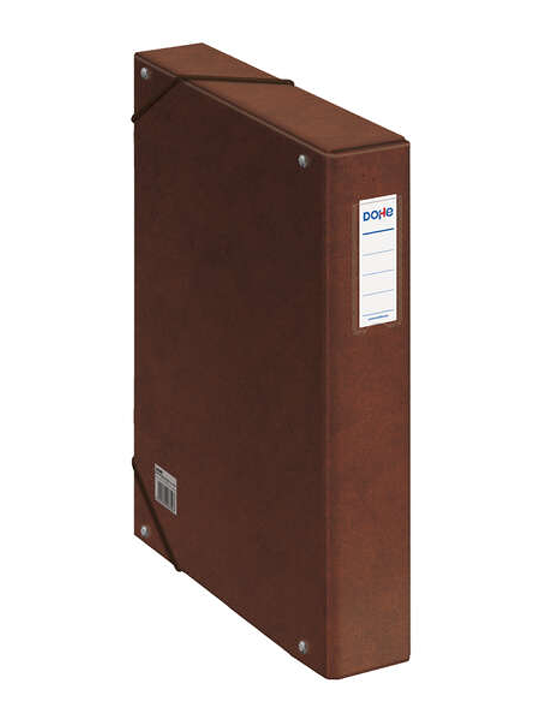 Dohe Caja para Proyectos Lomo 5cm - Carton Forrado con Papel Impreso y Plastificado - Cierre con Gomas - Color Cuero 1