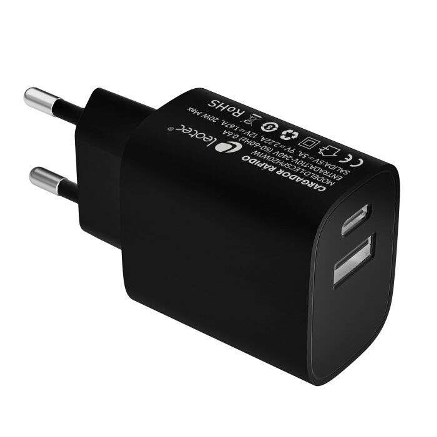 Leotec Cargador Universal Carga Rapida 1xUSB-C PD + 1x USB-A 20W 1