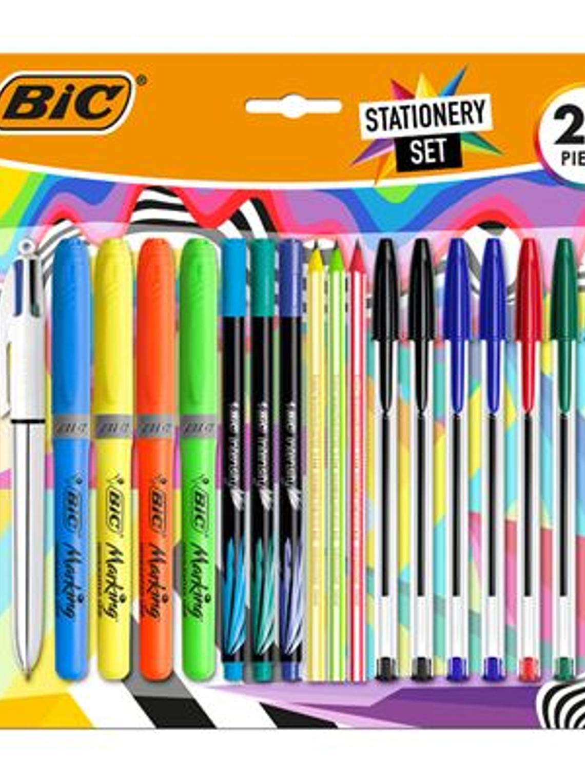 Bic Escritura Multicolor Pack de 20 Piezas Variadas - 6 Bic Cristal Original, 2 Bic Cristal Fun, 2 Bic 4 Colores, 3 Bic Intensity Fine, 4 Bic Highligh 1