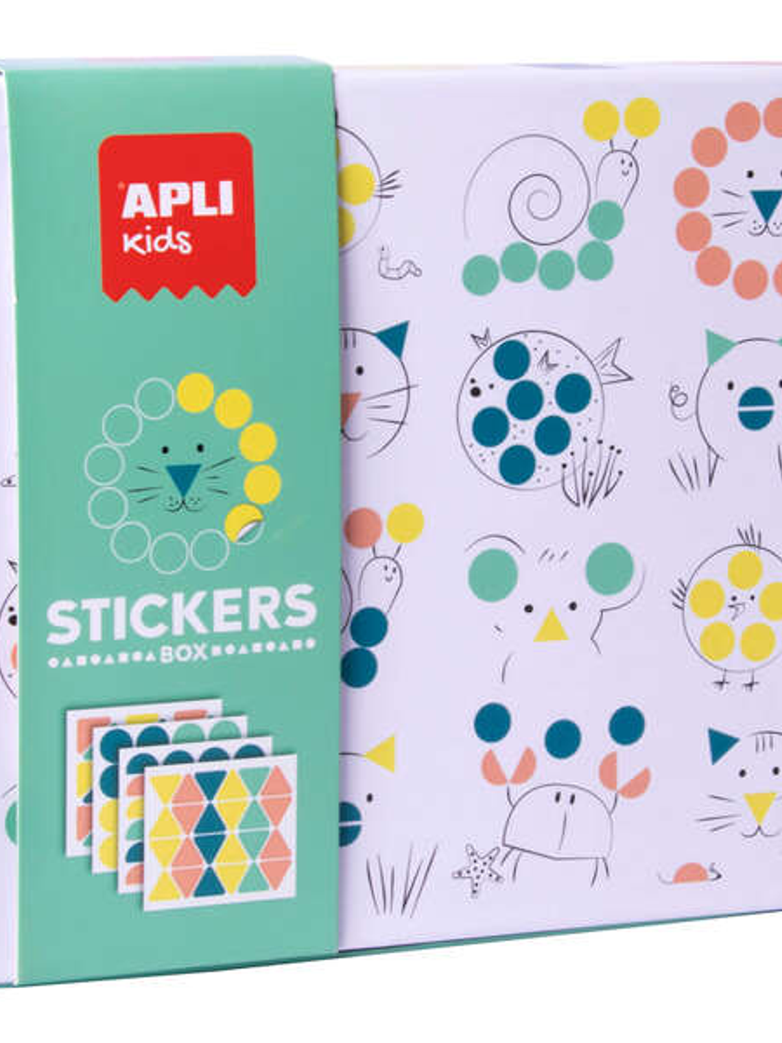 Apli Kids Juego de Gomets Animales - 8 Laminas Ilustradas de 200G - 8 Hojas de Gomets Removibles Geometricos - Libro Guia con Ejemplos - Alto Valor Di 1