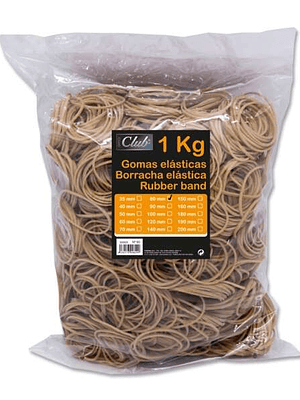Ingraf Bolsa de 1kg de Gomas Elasticas 80mm - Alta Calidad - 70% Caucho - Gran Resistencia y Elasticidad - Color Marron