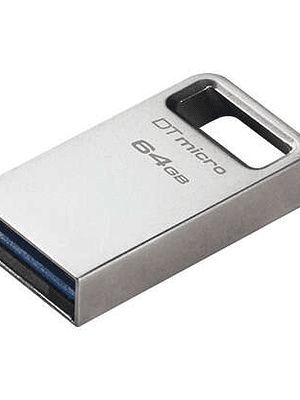 Kingston DataTraveler Micro Memoria USB 64GB - USB 3.2 Gen 1 - Ultracompacta y Ligera - Enganche para Llavero - Cuerpo Metalico (Pendrive)