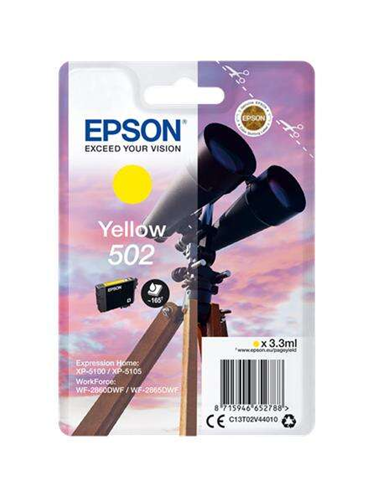 Epson 502 Amarillo Cartucho de Tinta Original - C13T02V44010 1