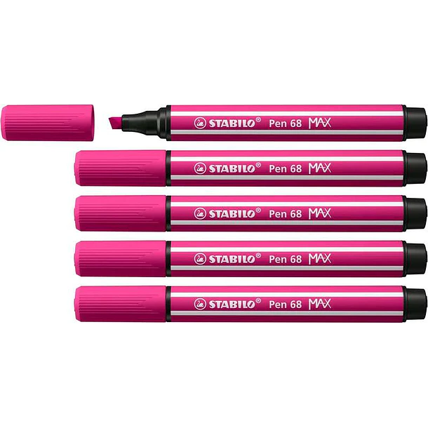 Stabilo Pen 68 MAX Rotulador - Punta de Fibra Biselada - Trazo entre 1-5mm aprox. - Tinta a Base de Agua - Color Rosa