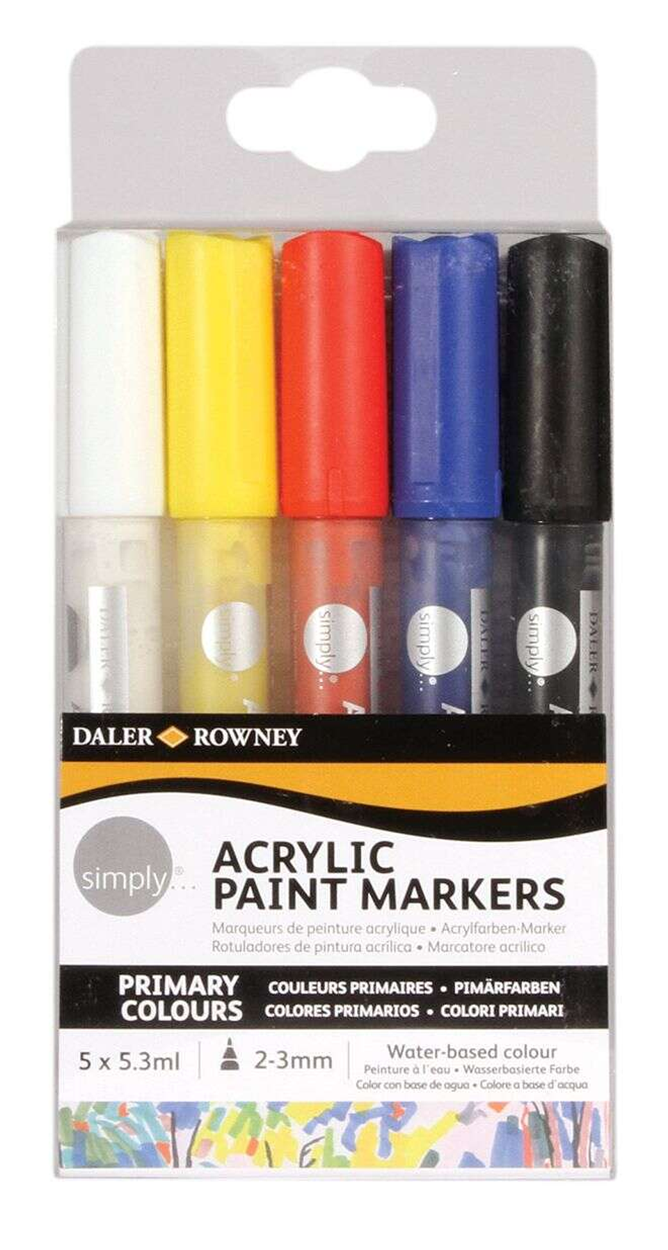 Daler Rowney Simply Pack de 5 Rotuladores Acrilicos - Secado Rapido - Base de Agua - Colores Surtidos 1