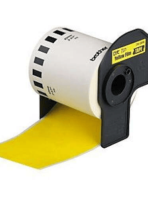 Brother DK44605 - Etiquetas Removibles Genericas de Tamaño personalizado - Ancho 62mm x 30,48 metros - Texto negro sobre fondo amarillo