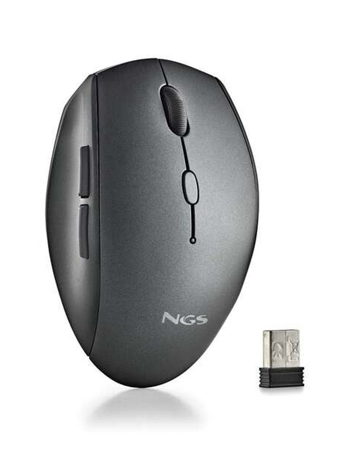 NGS Raton Inalambrico Ergonomico - 5 Botones - Teclas Silenciosas - Rueda de Desplazamiento - Conexion 2.4 Ghz - dpi Ajustables - Color Negro 1